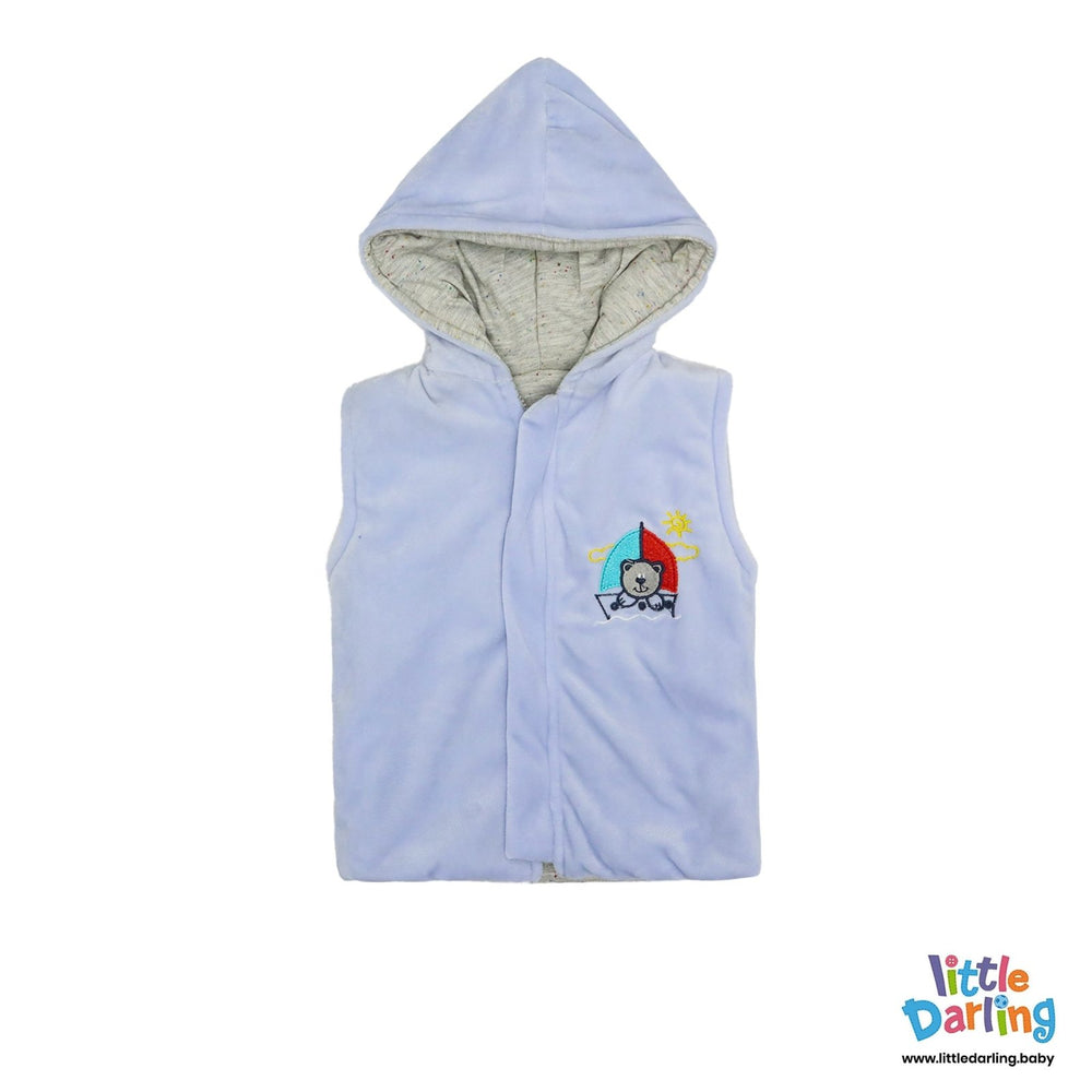 Hooded Jacket Sleeveless Sky blue | Little Darling - Zubaidas Mothershop