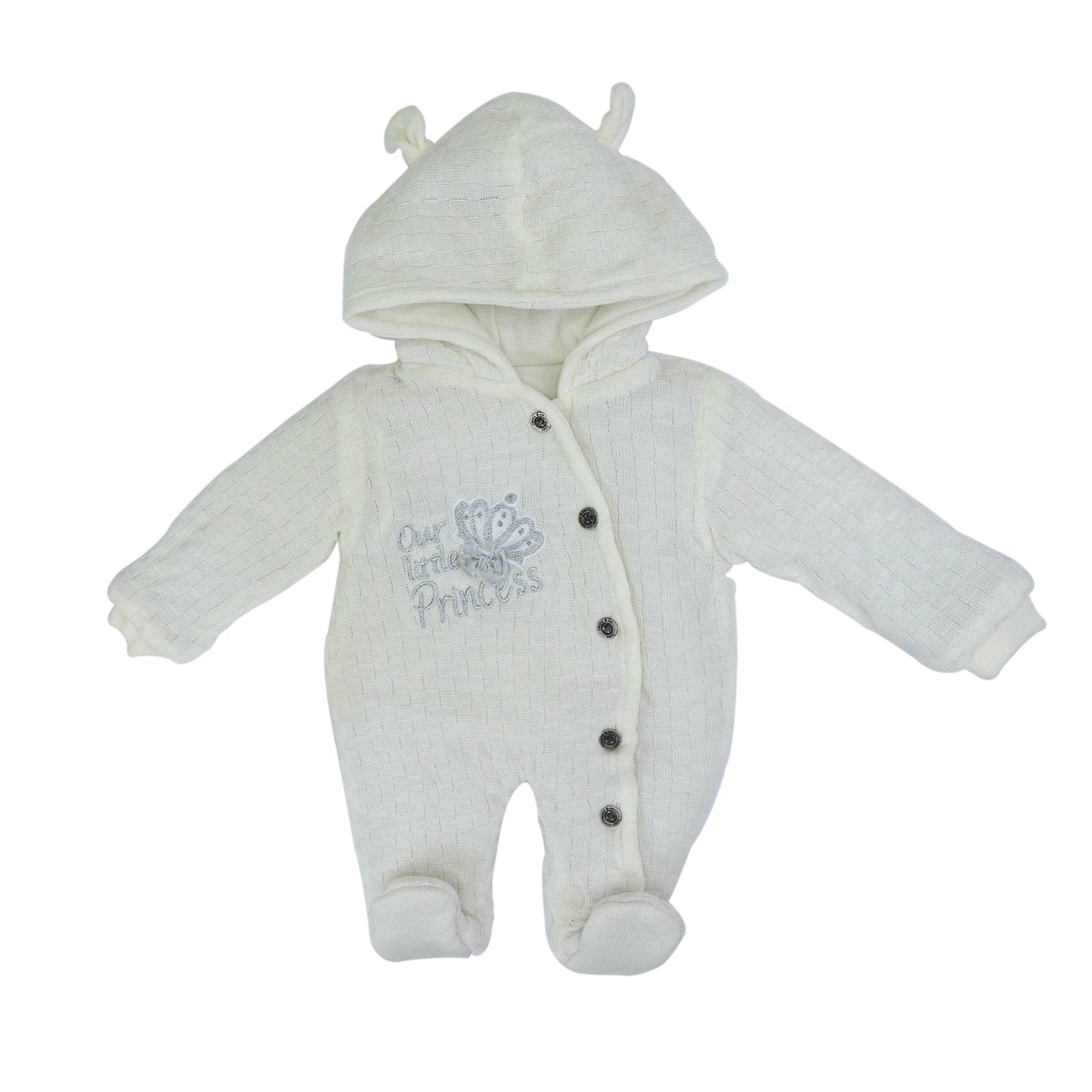 Hooded Woolen Romper Our Little Princes Series Cream Color by Little Darling