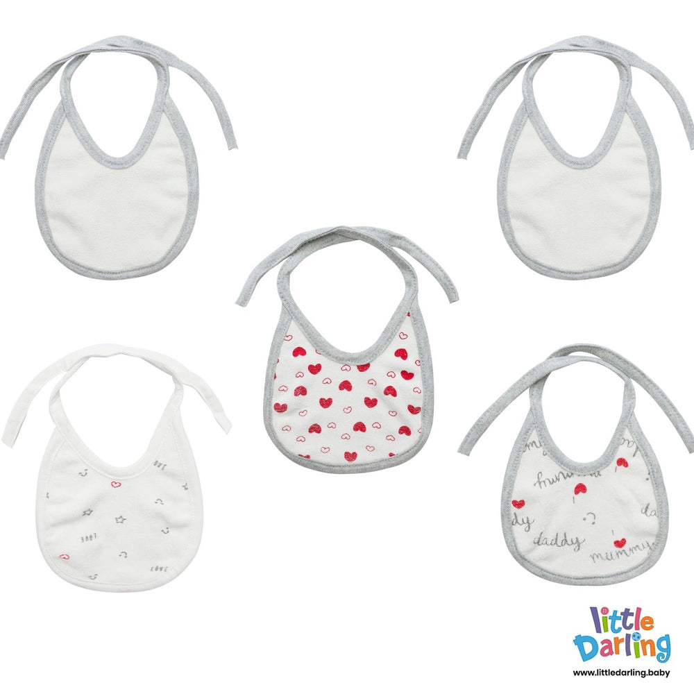 I Love Mummy Daddy Printed Pack of 5 Bibs | Little Darling - Zubaidas Mothershop