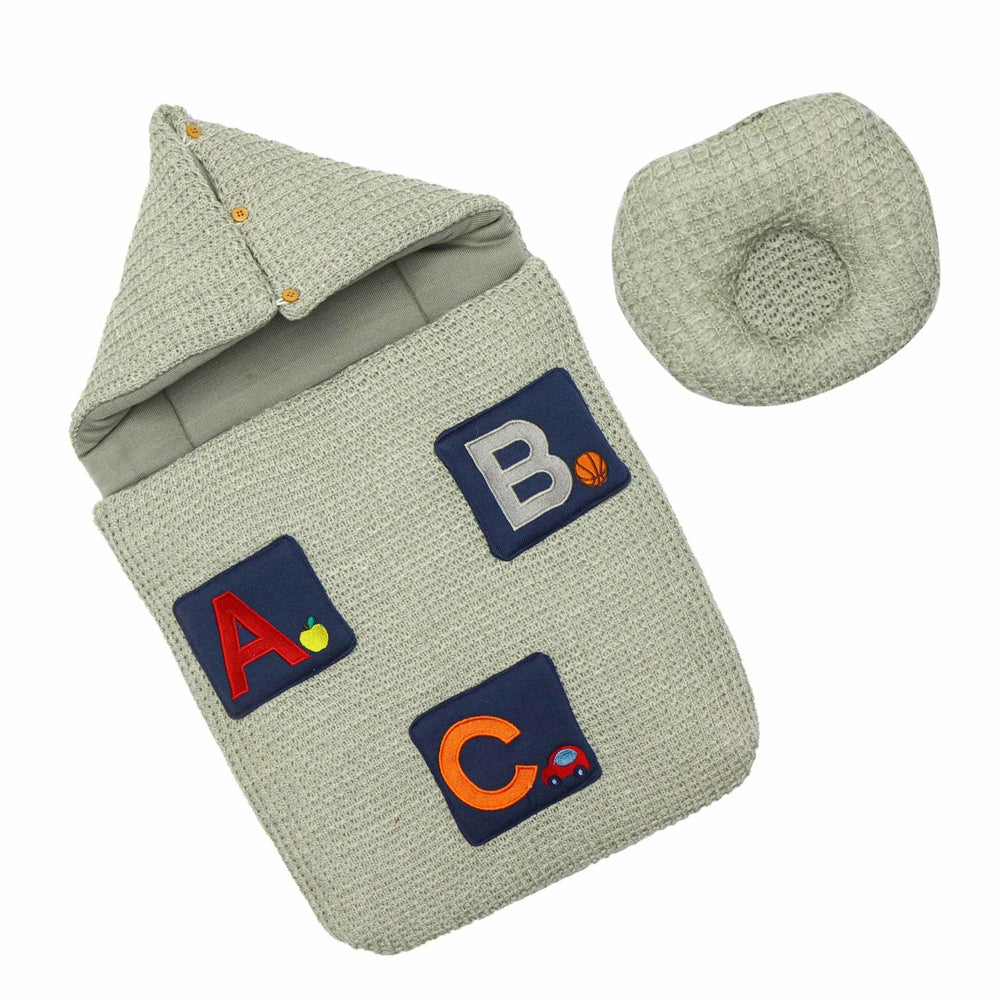 Infant Carry Nest With Pillow ABC Embroidery | Little Darling - Zubaidas Mothershop