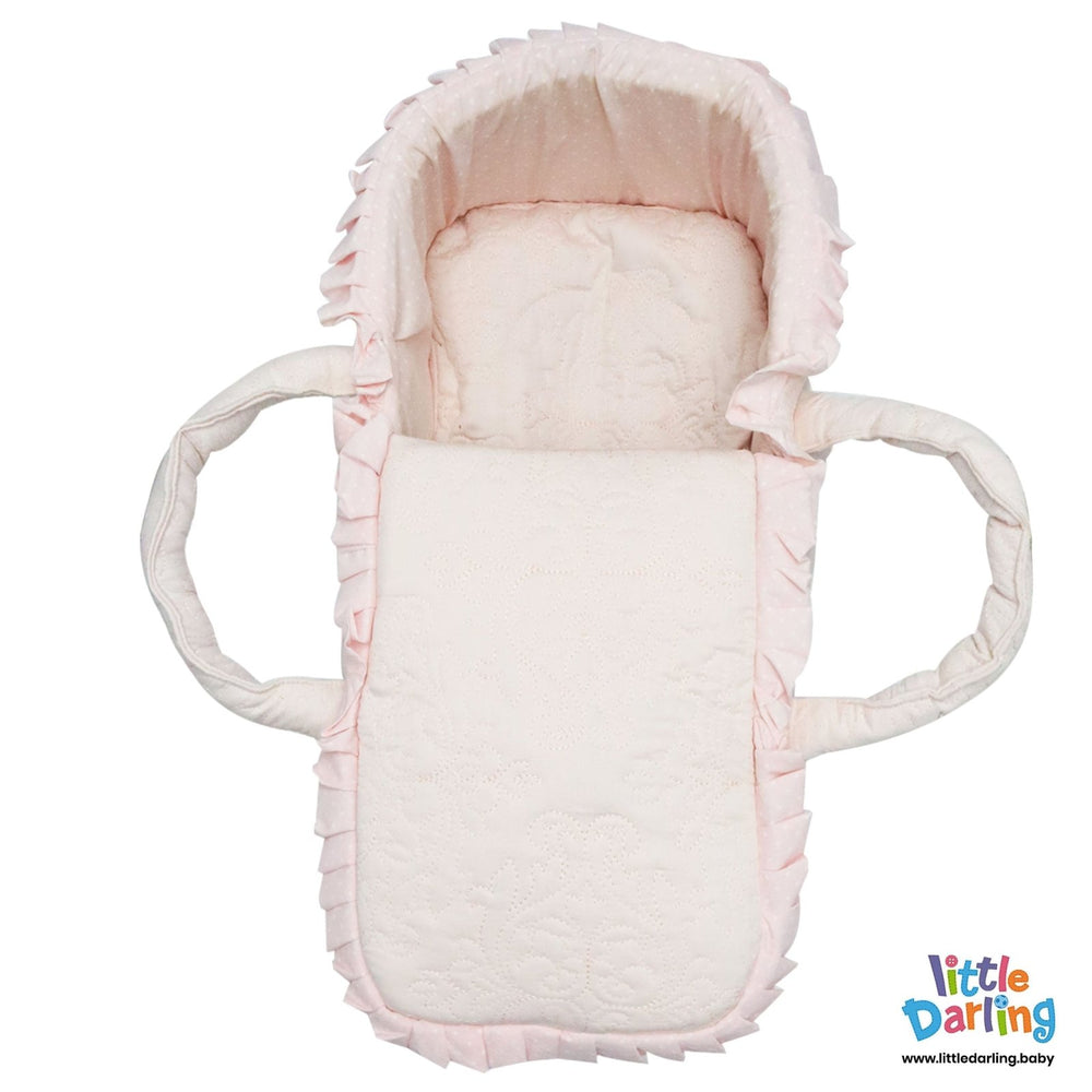 Infant Moses Basket Embroidery Pink Color | Little Darling - Zubaidas Mothershop