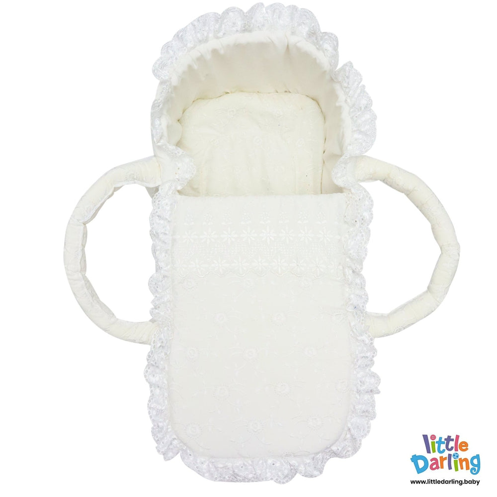 Infant Moses Basket Embroidery White Color | Little Darling - Zubaidas Mothershop