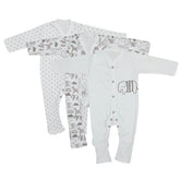 Infant Sleepsuits Pk Of 3 Brown Animal | Little Darling - Zubaidas Mothershop