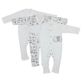 Infant Sleepsuits Pk Of 3 Brown Animal | Little Darling - Zubaidas Mothershop