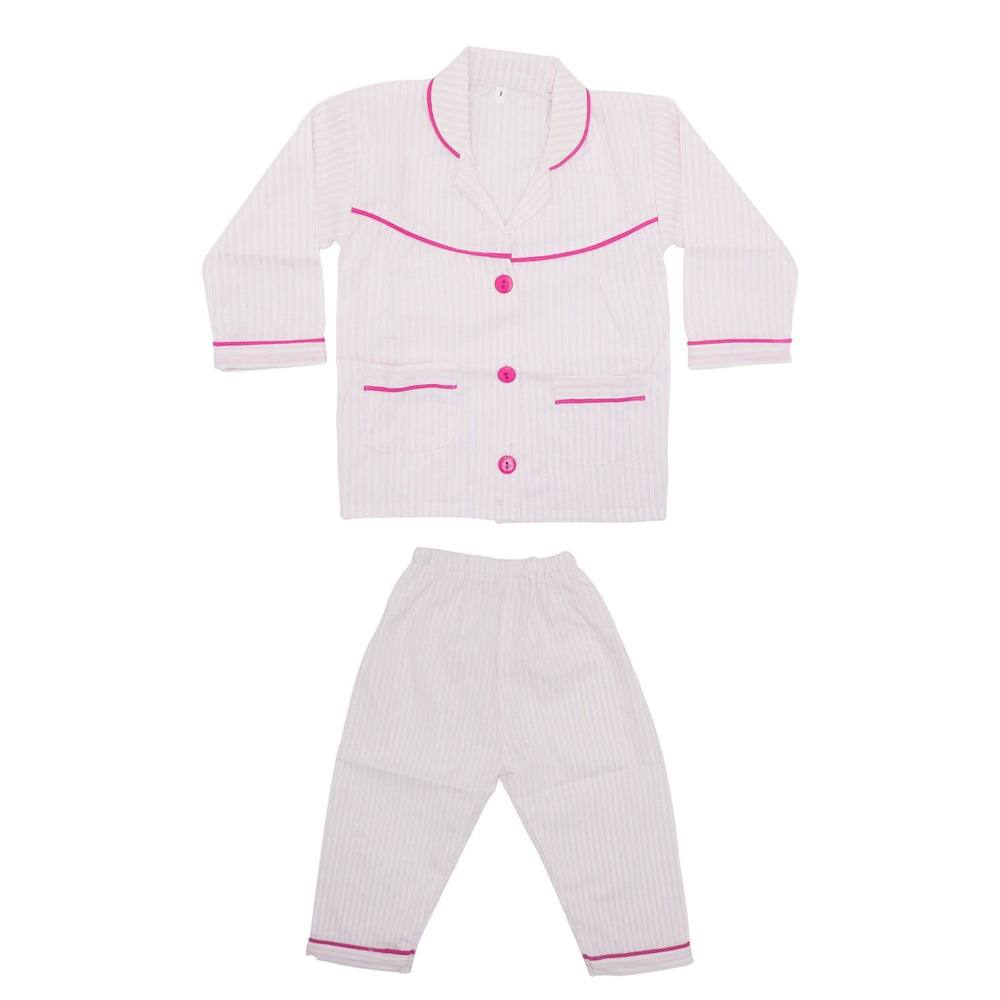 Kids Night Suit Stripes Print Pink - Zubaidas Mothershop