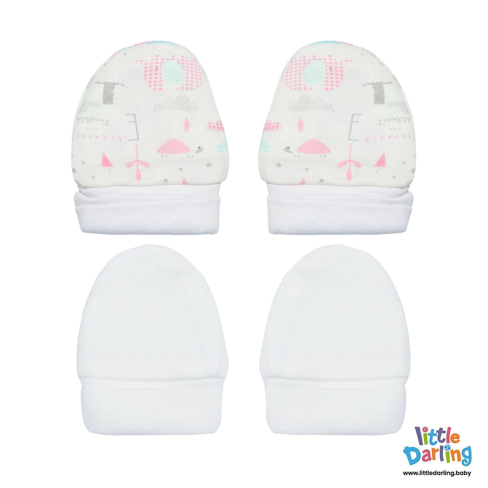 Mittens Pk Of 2 Cute Elephant & Turtle Print | Little Darling - Zubaidas Mothershop