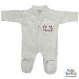 Newborn Baby Gift Set 8 Pcs Grey Stripes | Little Darling - Zubaidas Mothershop