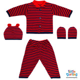 Newborn Baby Gift Set Pk Of 4 Red Stripes | Little Darling - Zubaidas Mothershop