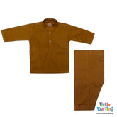 Newborn Baby Kurta Shalwar Brown Color | Little Darling - Zubaidas Mothershop