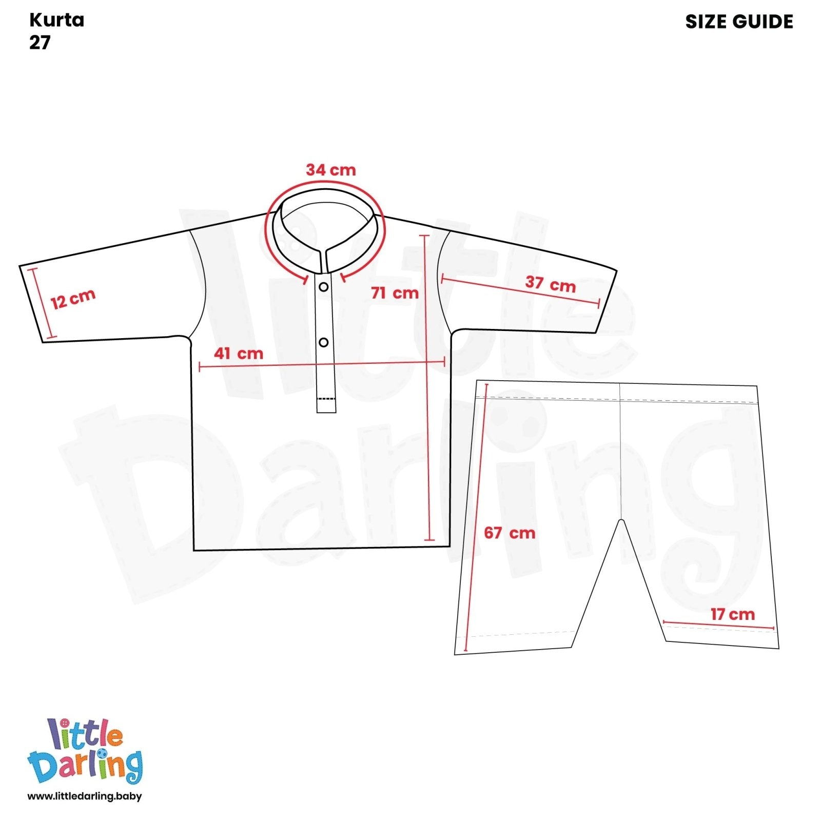 Newborn Baby Kurta Shalwar SkyBlue by Little Darling