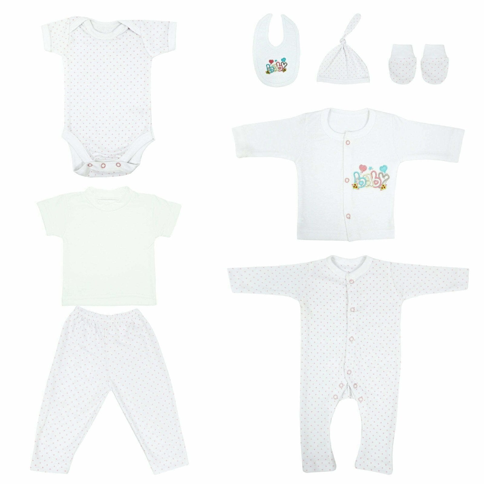 8 Pcs Gift Set Baby Embroidery White Color by Little Darling