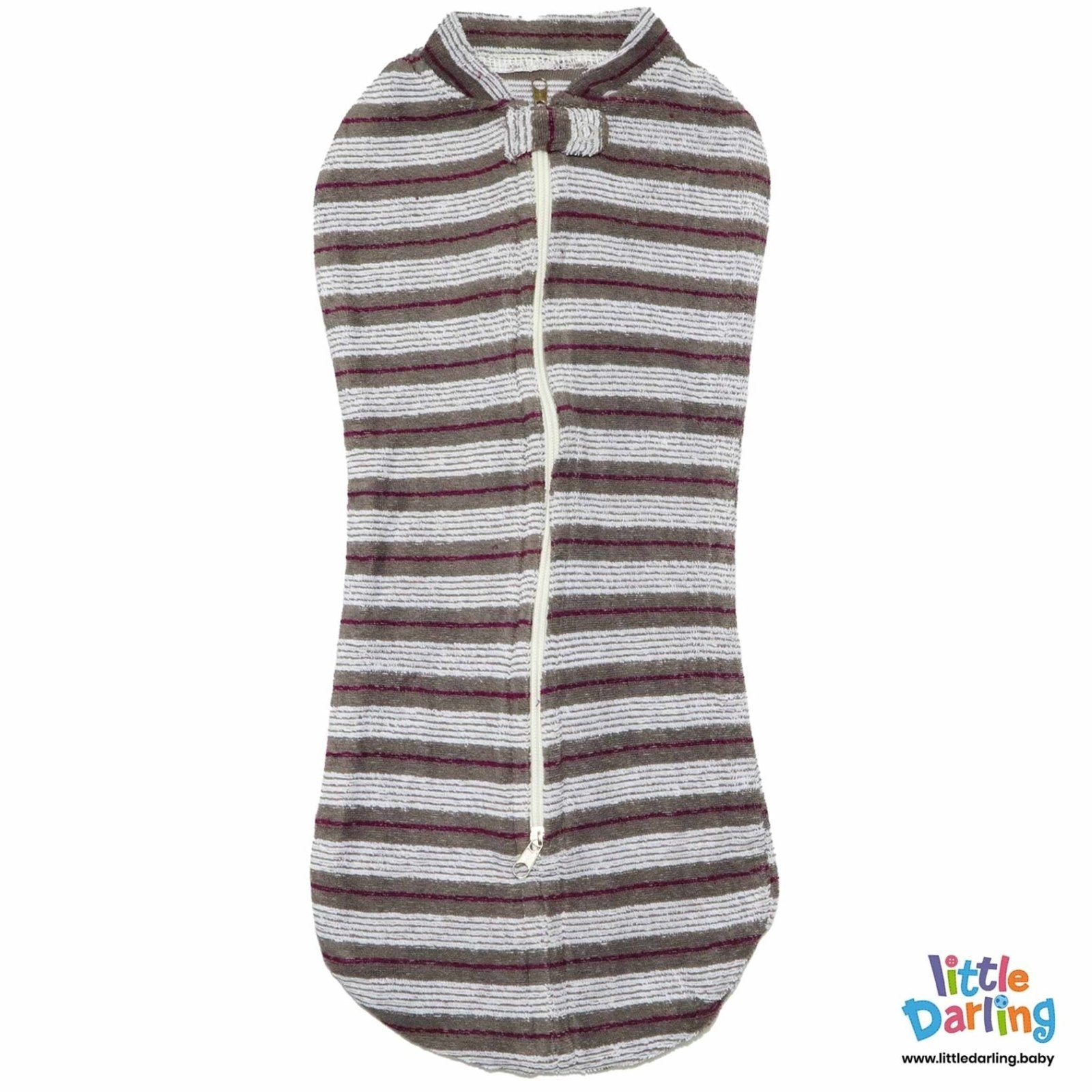Peanut Swaddle White Strips Terry by Little Darling