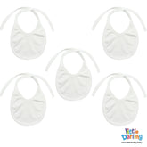 Plain White Pack of 5 Bibs | Little Darling - Zubaidas Mothershop