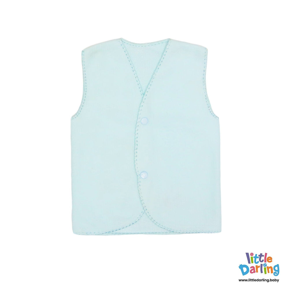 Pollar Vest Sleeveless Sky Blue Color | Little Darling - Zubaidas Mothershop