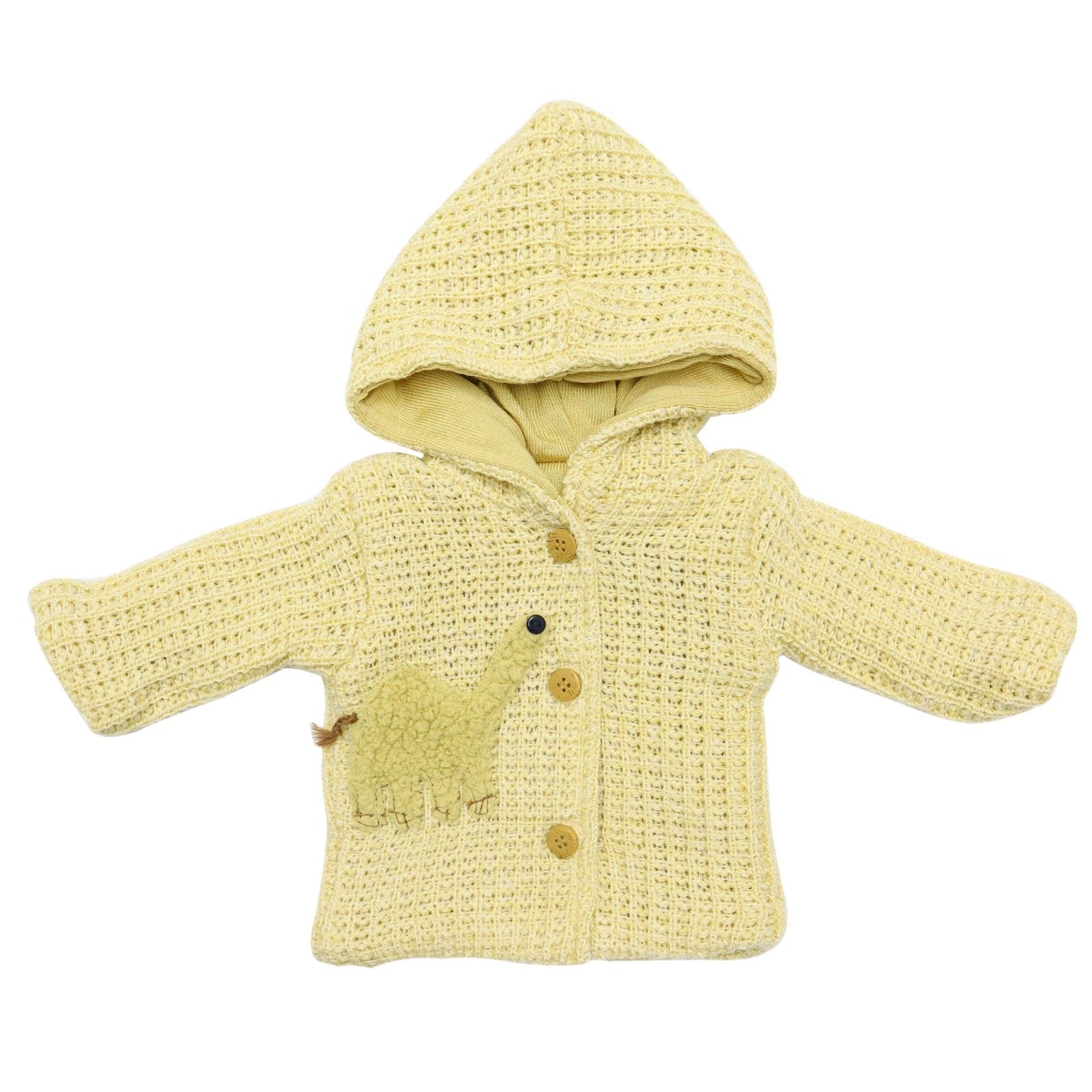 Woolen Hooded Jacket Embossed Camel by Little Darling