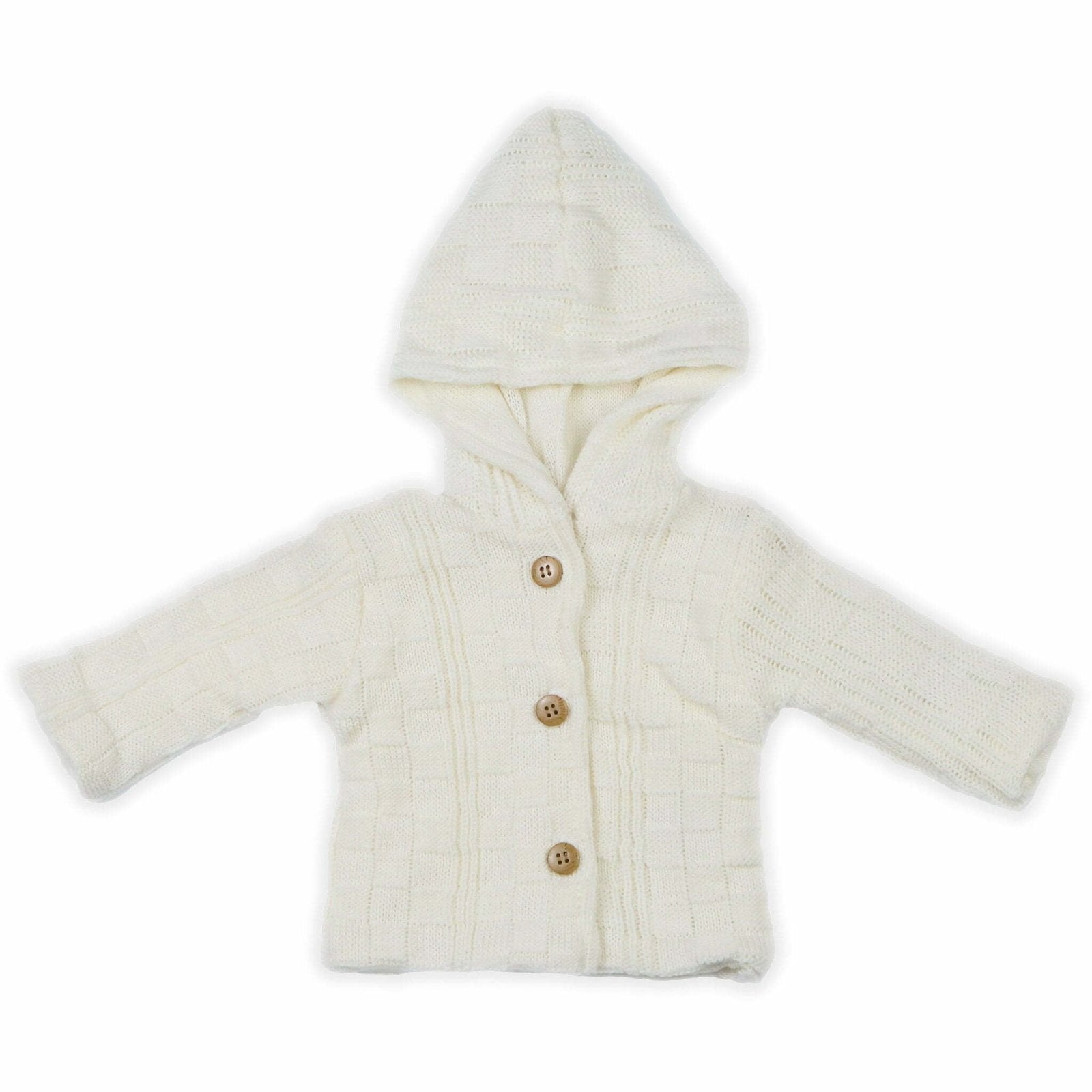 Woolen Hooded Jacket Box pattern Off-White Color by Little Darling