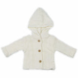 Woolen Hooded Jacket Off-White With Buttons | Little Darling - Zubaidas Mothershop