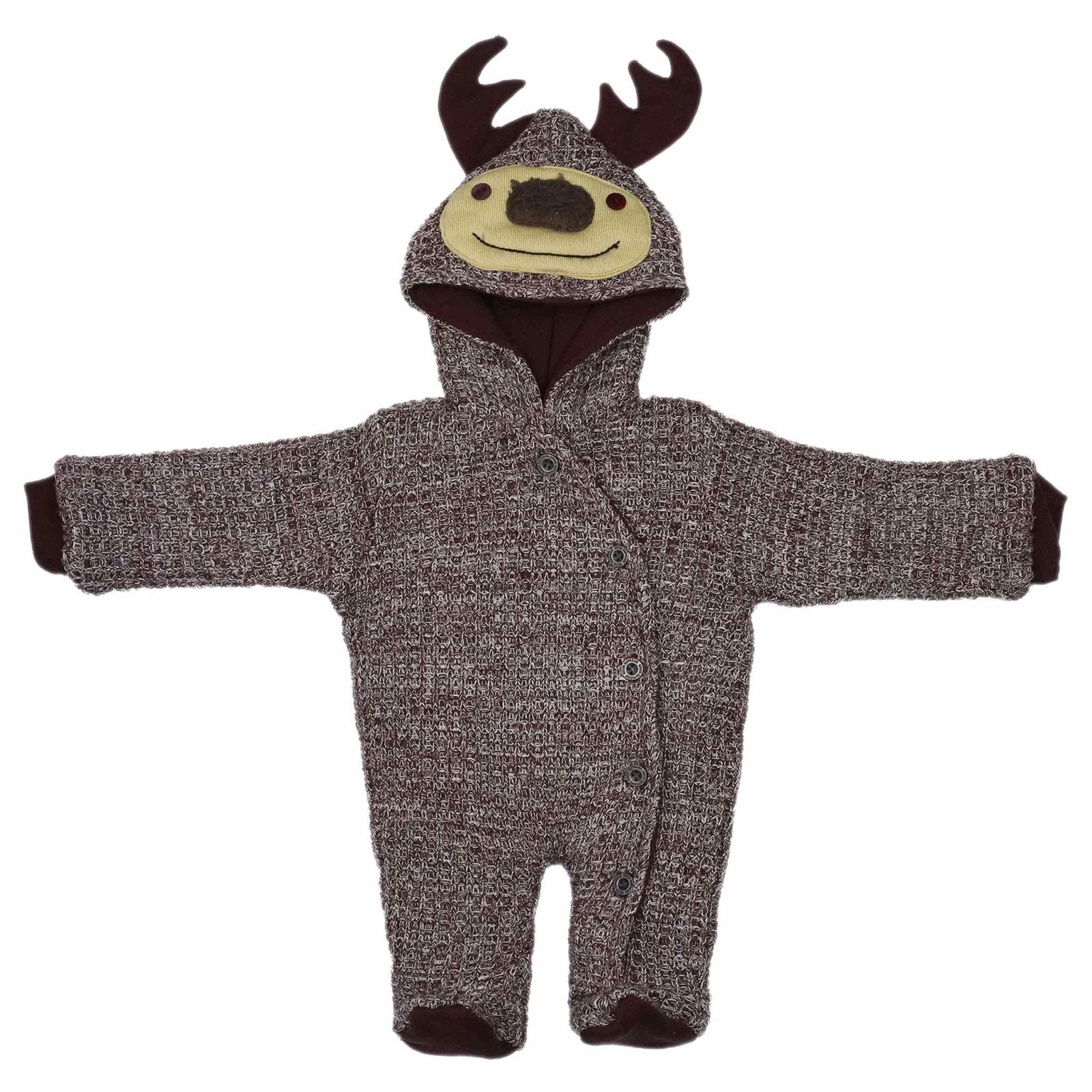 Hooded Woolen Romper Deer Series Brown Color by Little Darling