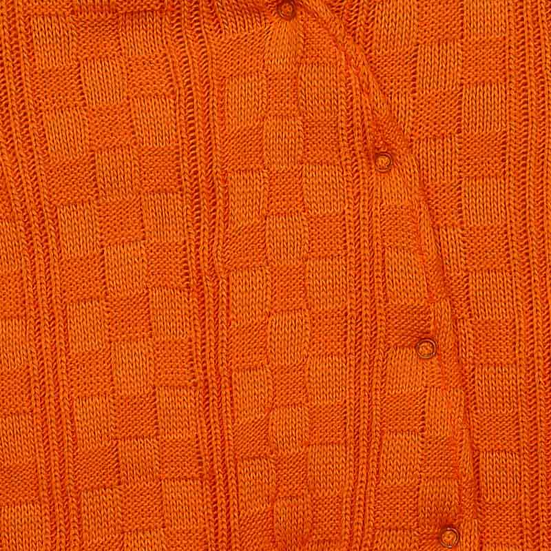 Hooded Woolen Romper Box Pattern Orange Color by Little Darling