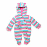 Woolen Romper Pink Strips Embossed Stars | Little Darling - Zubaidas Mothershop