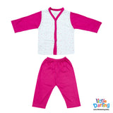Night Suit With Pajama Star Print Pink Color | Little Darling