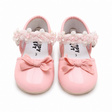 Baby Girls Pink Bow Floral Strap Dress Shoes