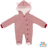 Hooded Woolen Romper Multi Stripes | Little Darling