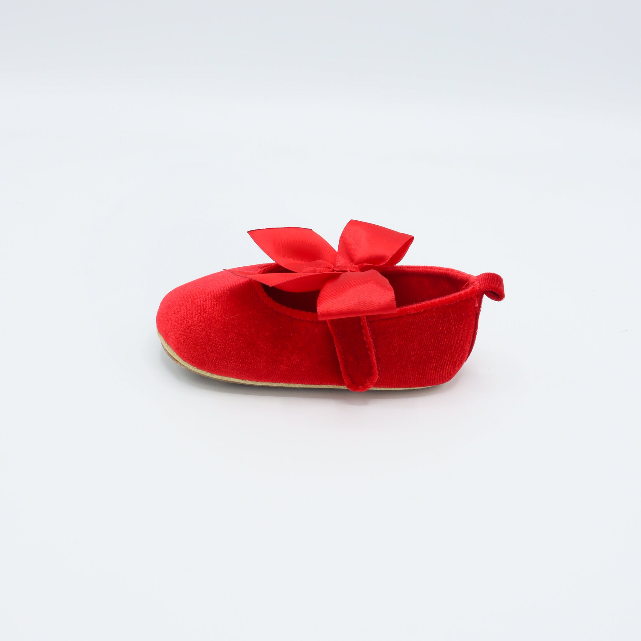 Red Velvet Baby Shoes with Satin Bow