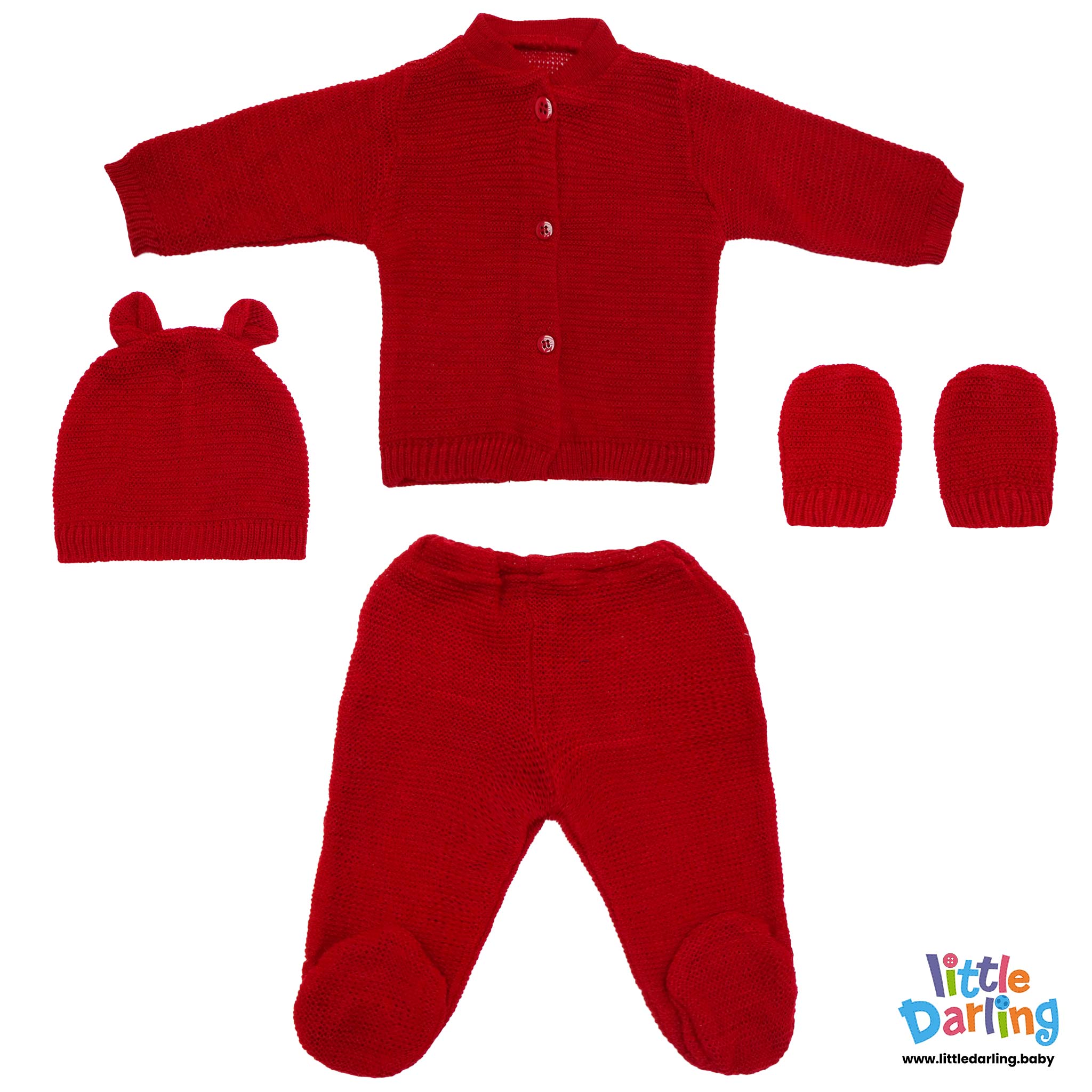 4 Pcs Woolen Gift Set Red Color by Little Darling
