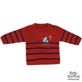 Woolen Shirt Bear Embroidery Red Color | Little Darling