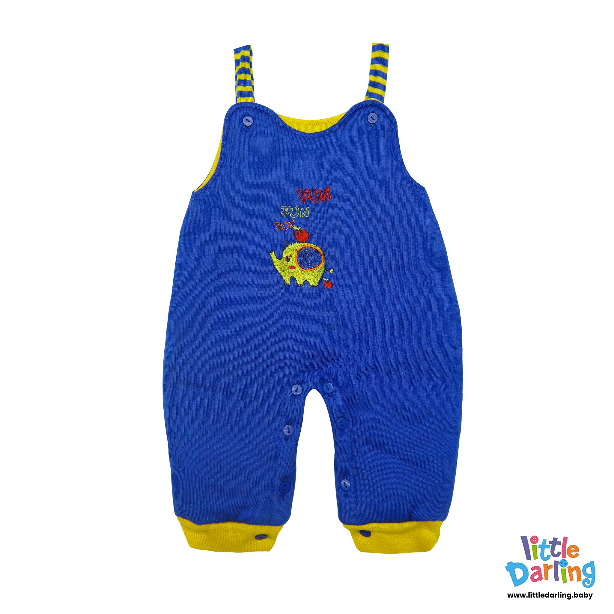 Woolen Jumpsuit Yellow Stripes Blue Color by Little Darling