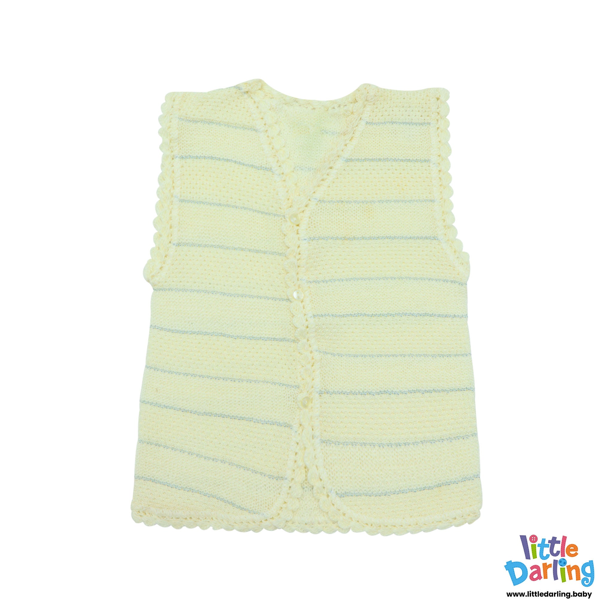 Woolen Sleeveless Vest Off White Color By Little Darling