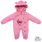 Hooded Woolen Romper Unicorn Embroidery Pink Color | Little Darling