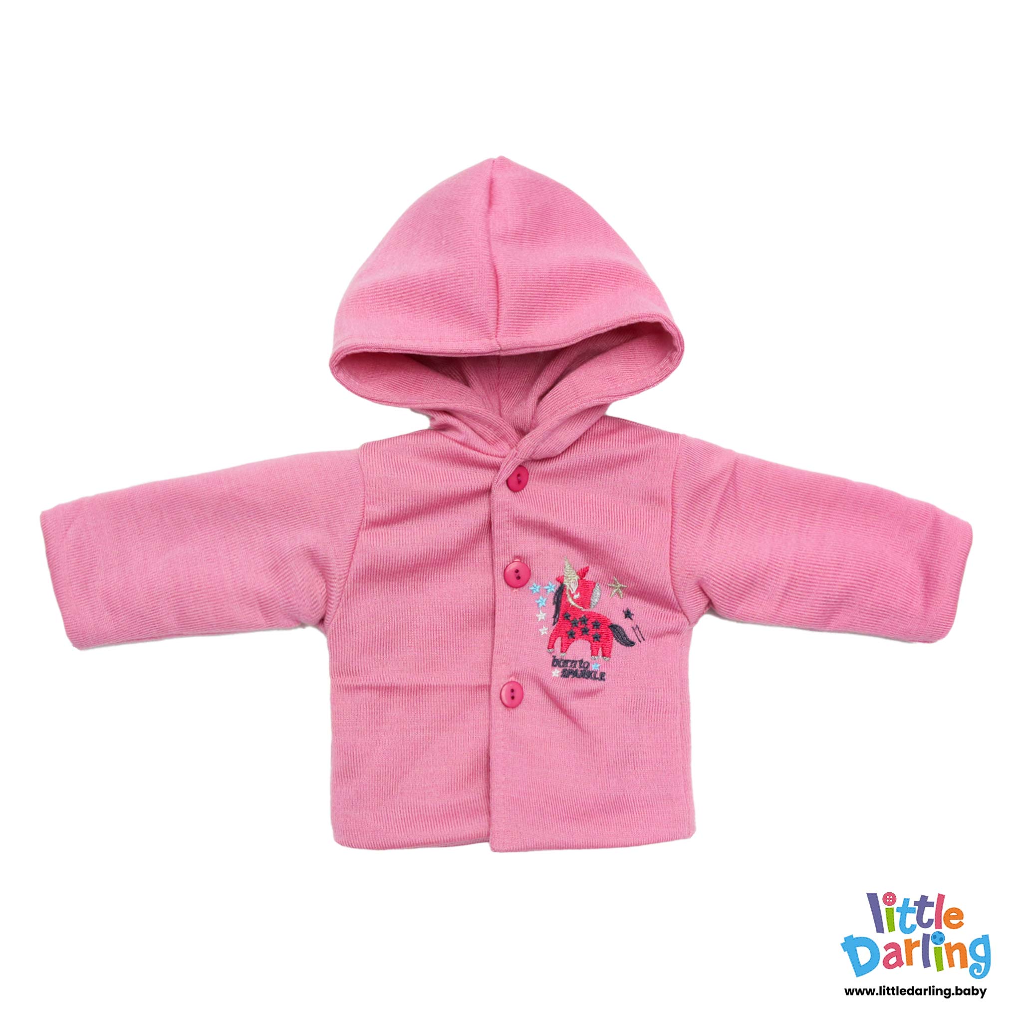 Hooded Jacket Unicorn Embroidery Pink Color by Little Darling