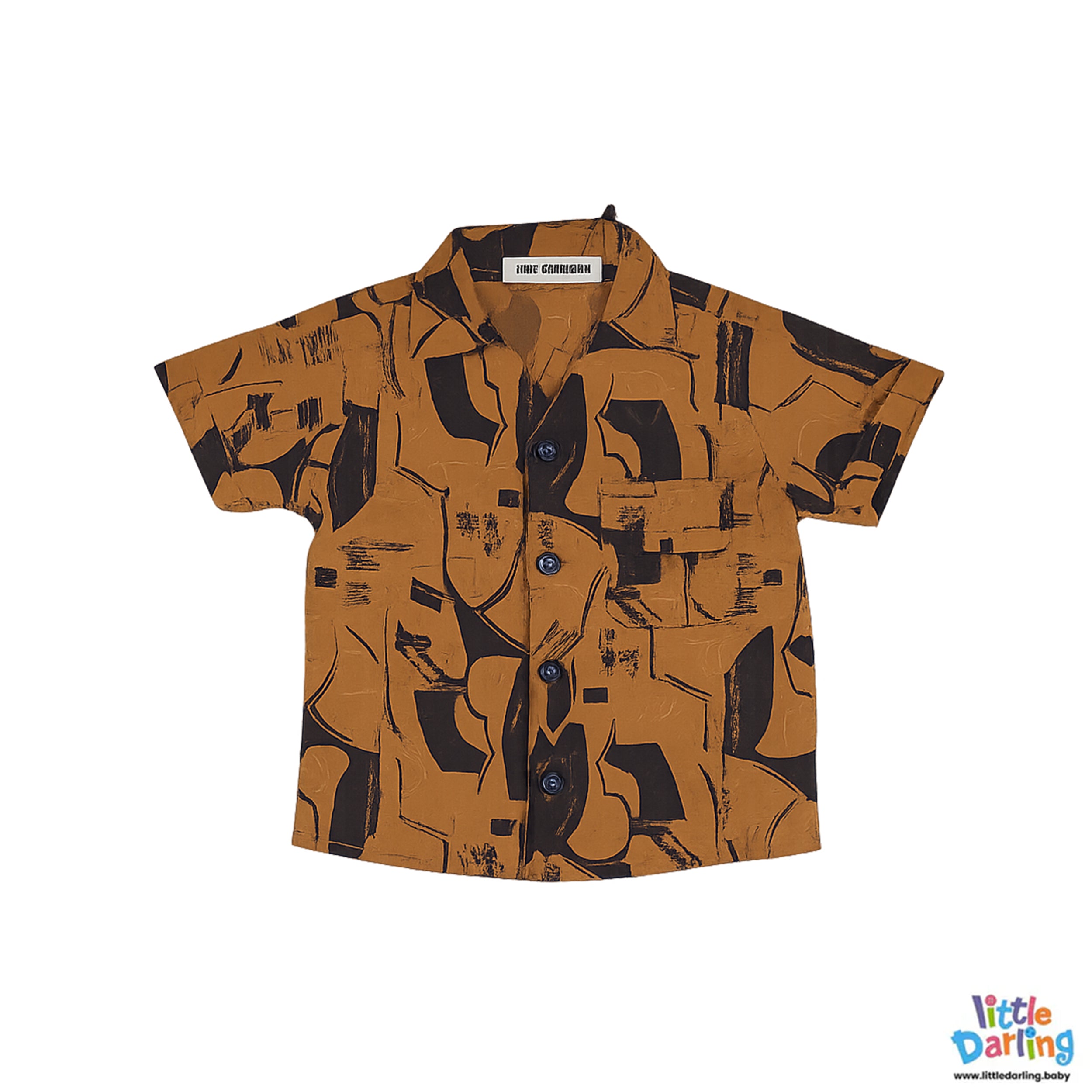 Stylish Boys Mustard Printed Shirt and Shorts Set