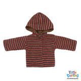 Hooded Jacket Multi Stripes Brown Color | Little Darling