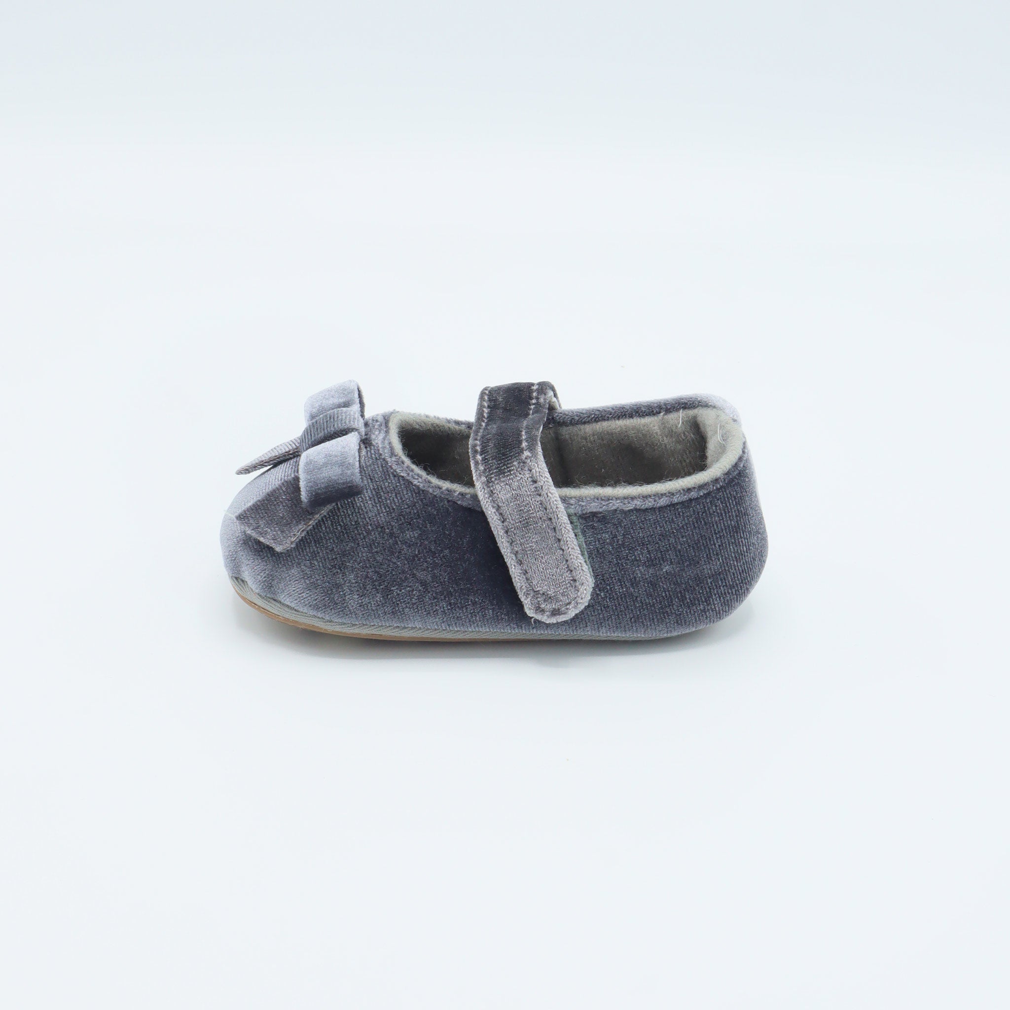 Baby Shoes with a Bow Grey Color