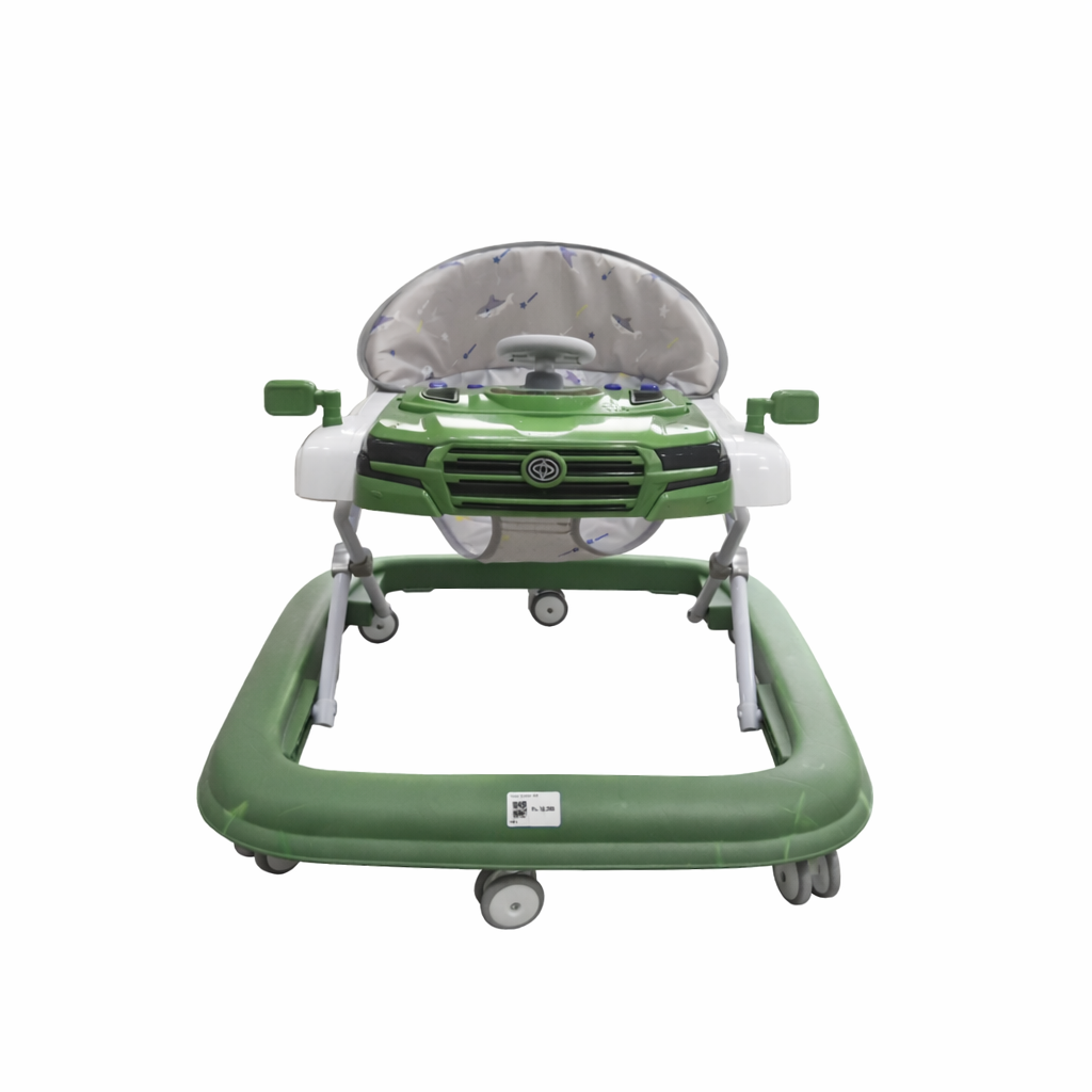 Baby Car Walker with Steering Wheel and Toy Tray Green
