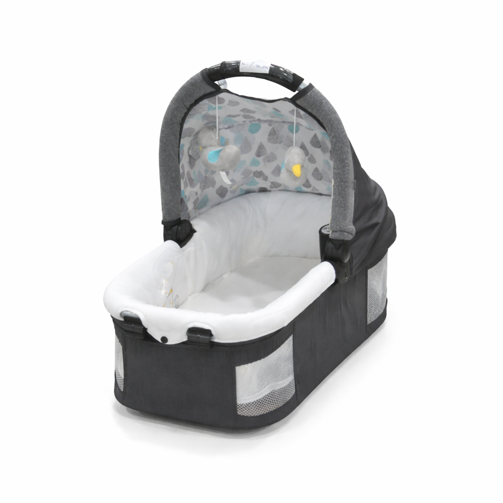 Portable Baby Bassinet with Mesh Sides and Toy Bar