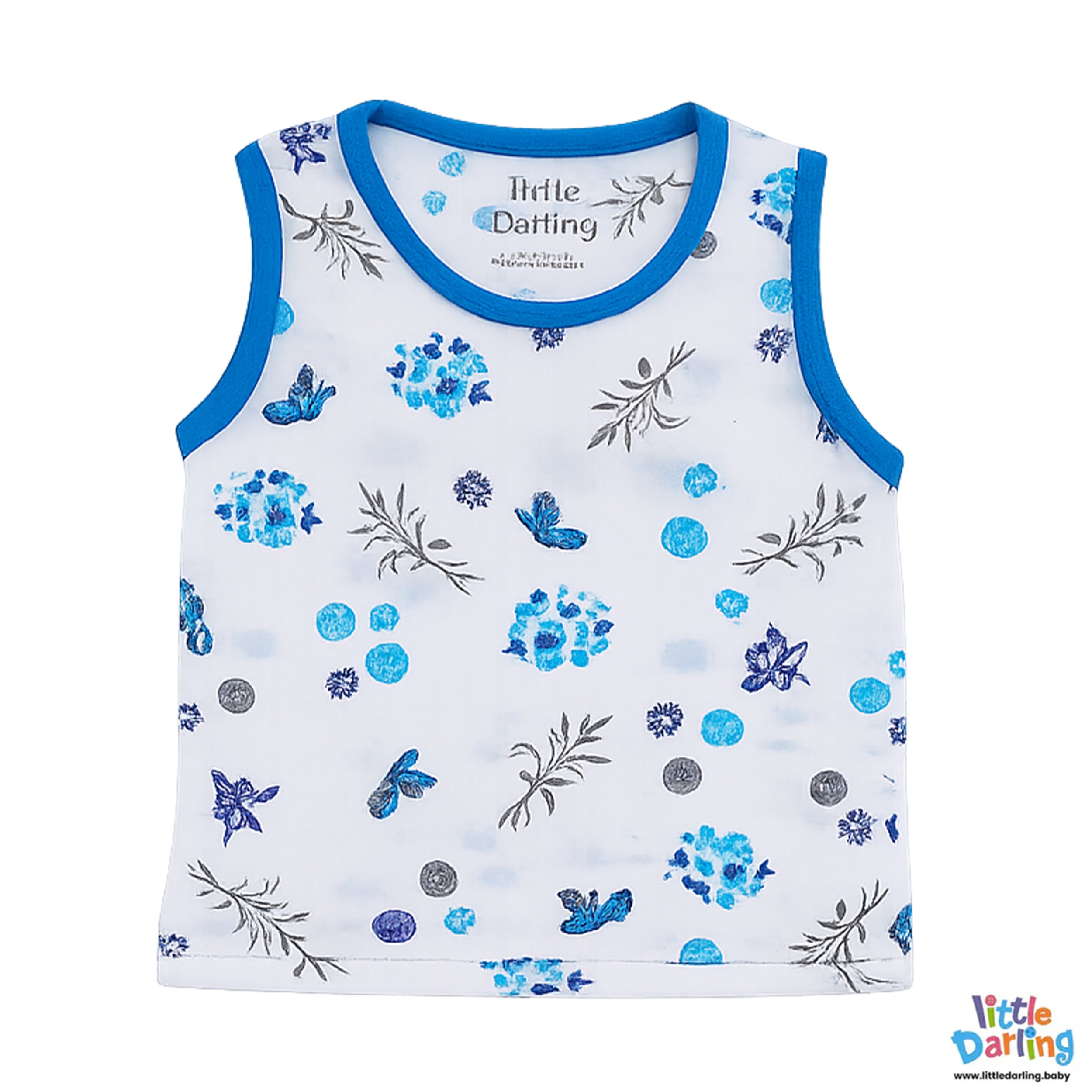Baby Sando Suit 2 Pcs Floral Print Blue by Little Darling