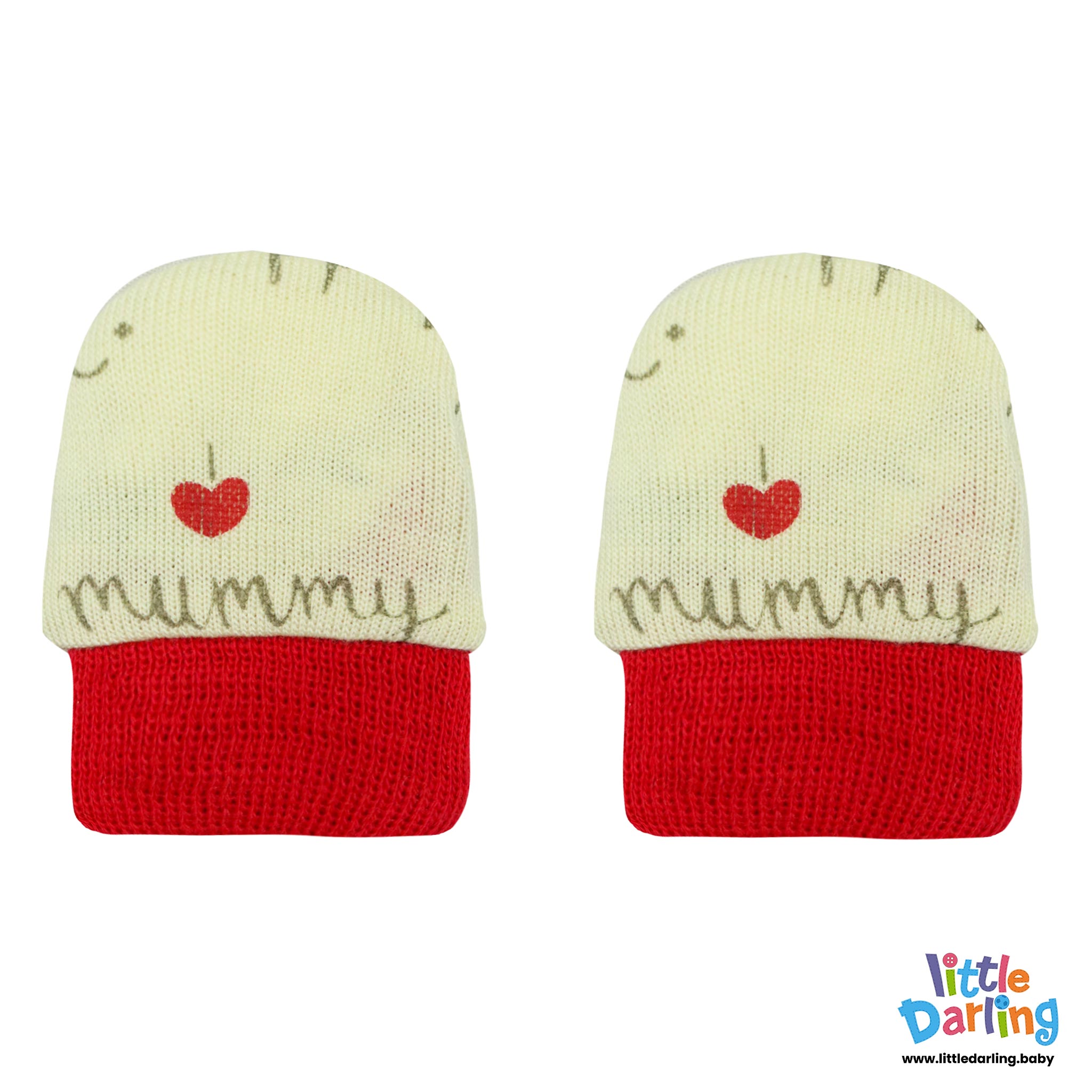 Baby Mittens Pair Pk Of 2 I Love Mummy Daddy by Little Darling