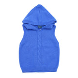 Hooded Sweater V-Neck-Sleeveless Blue Color | Little Darling