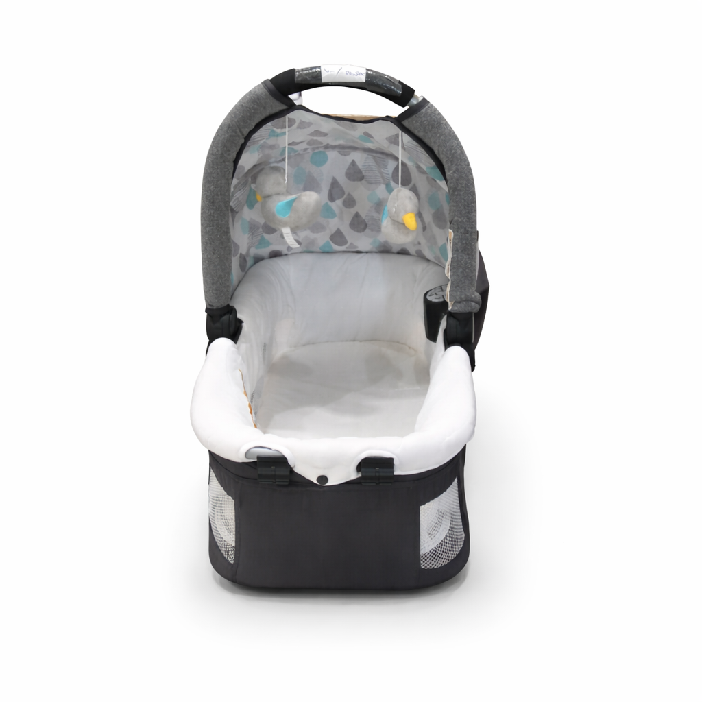 Portable Baby Bassinet with Mesh Sides and Toy Bar