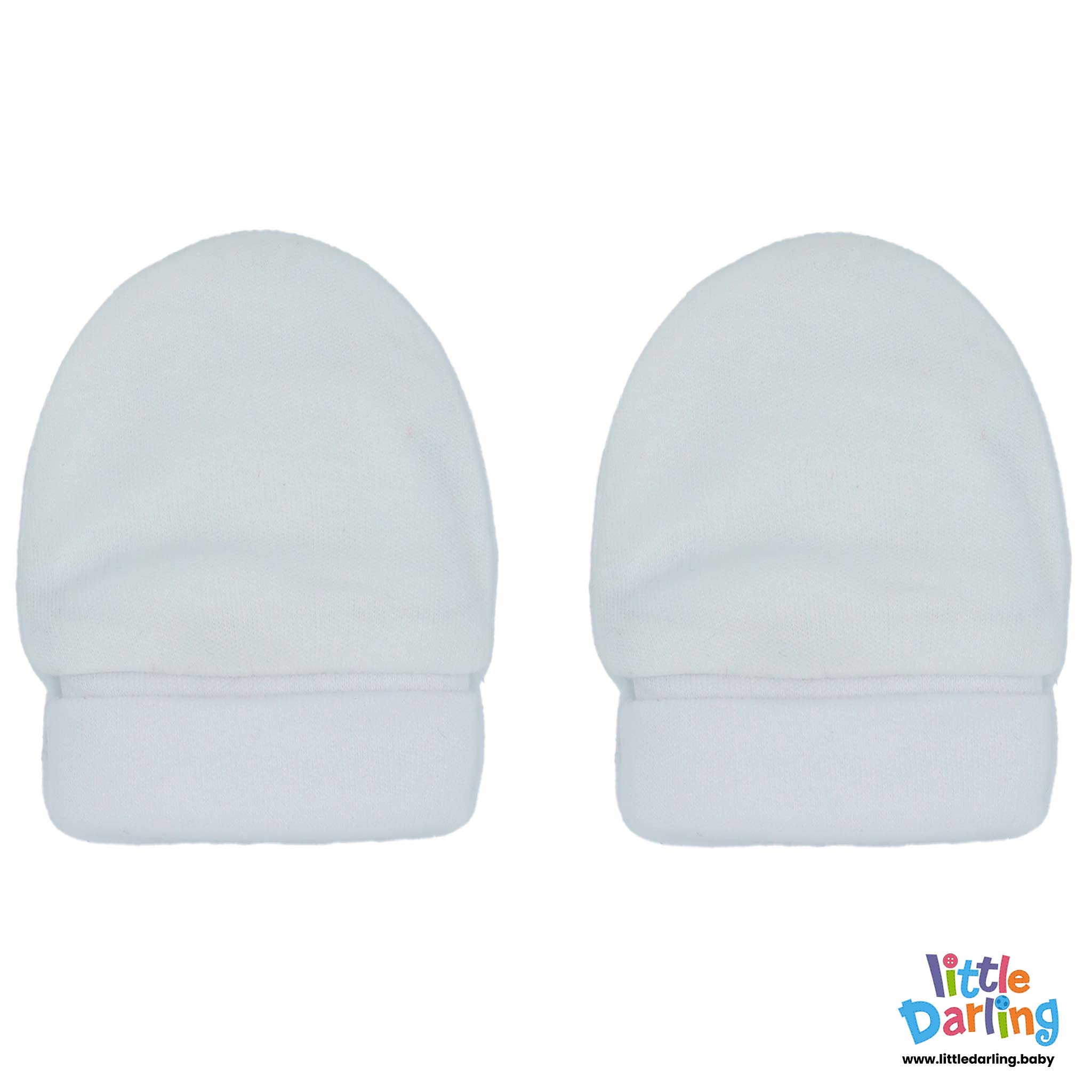 Baby Mittens Pair Pk of 2 White Color by Little Darling