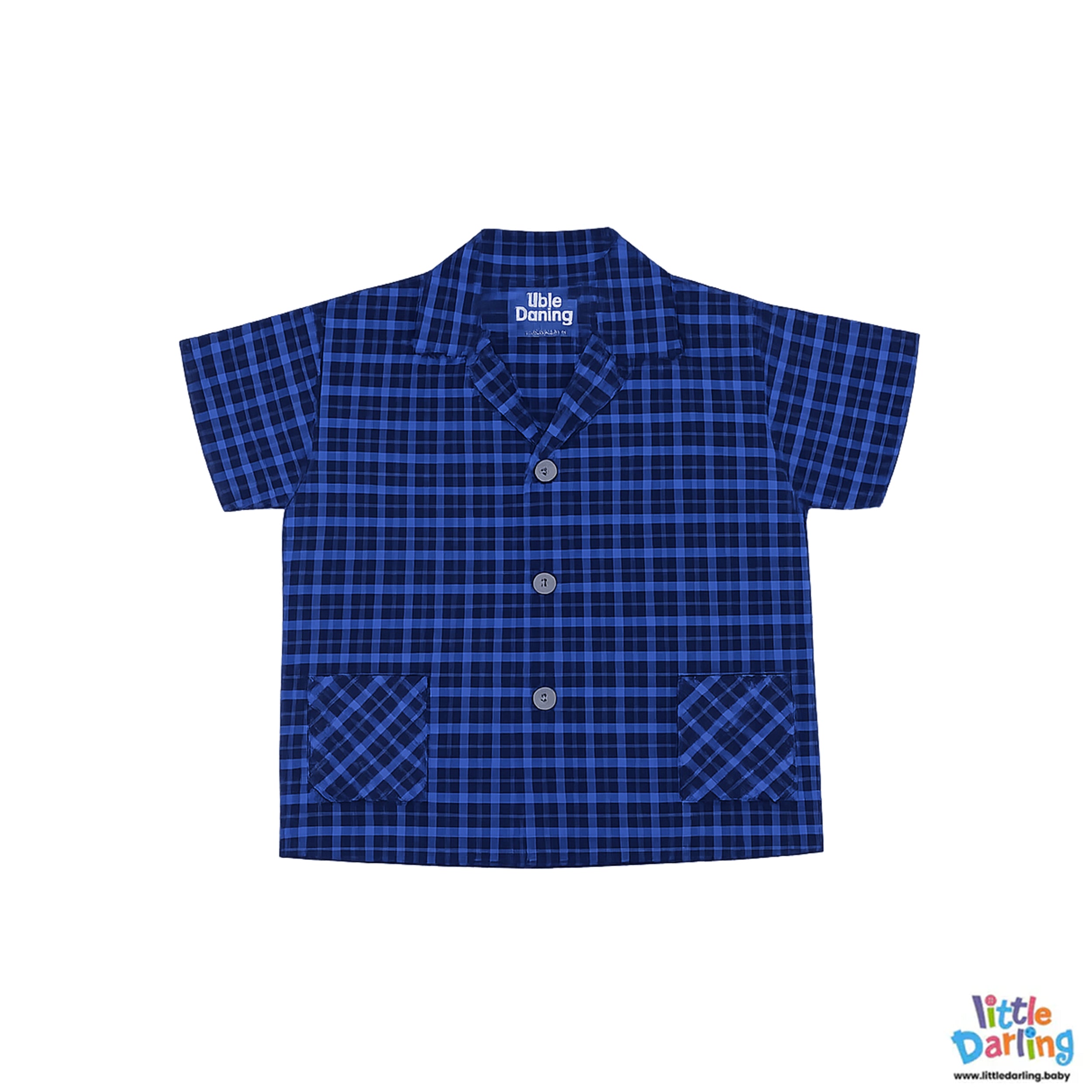 Boys Blue Check Shirt & Shorts Set