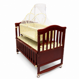 Wooden Baby Crib with Cradle Mattress & Mosquito Net