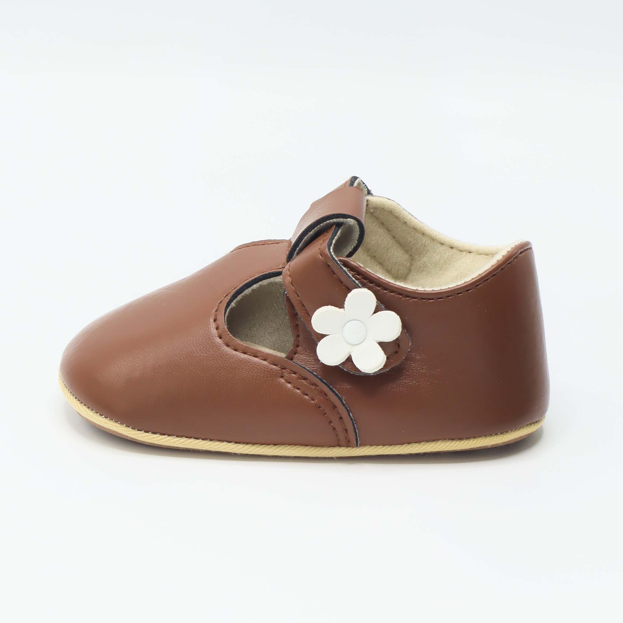Baby Shoes Brown Color with White Flower