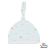 Baby Cap Knotted Heart Print White Color | Little Darling