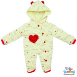 Hooded Romper Mummy Daddy Print Yellow By Little Darling