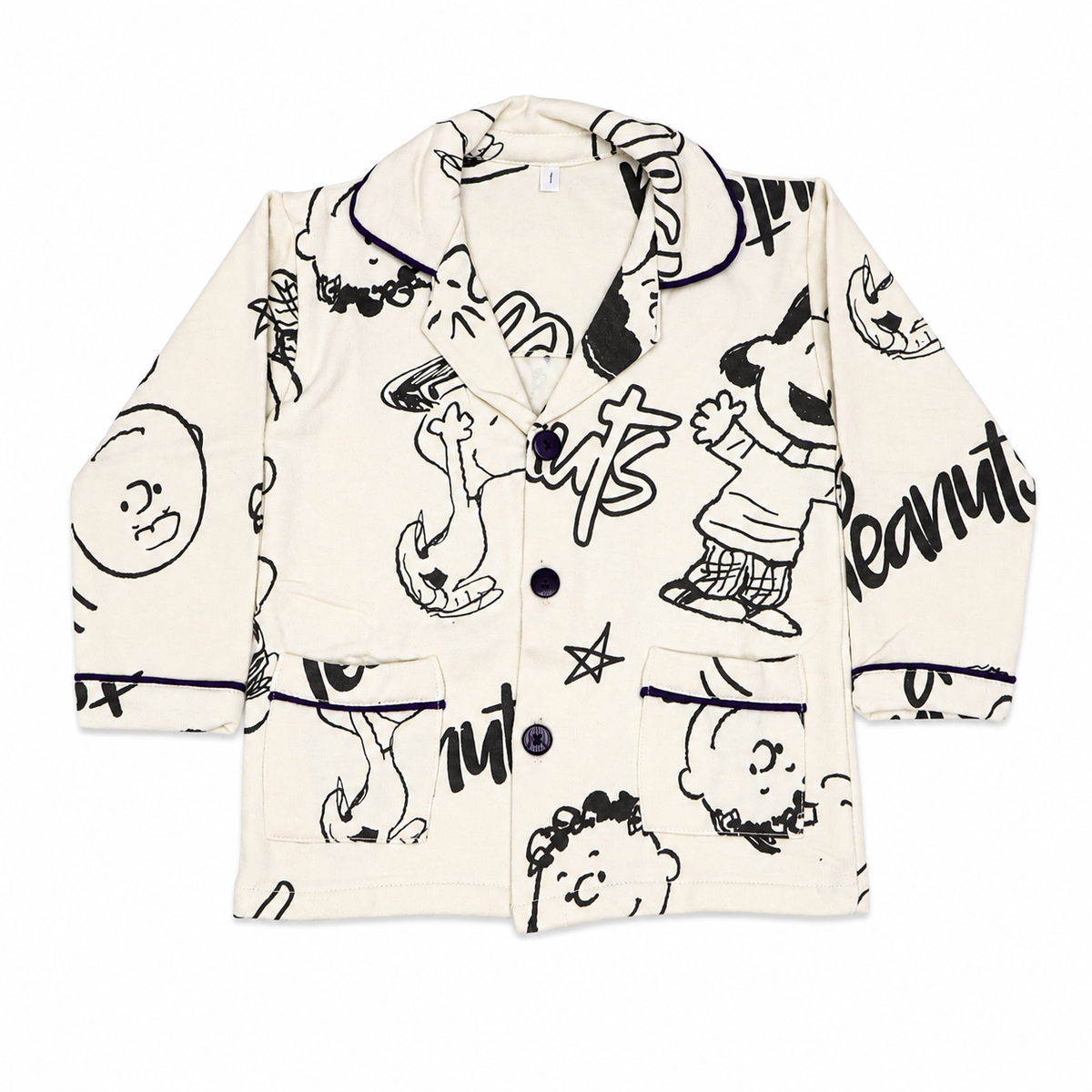 Boys Printed Night Suit Cream & Black